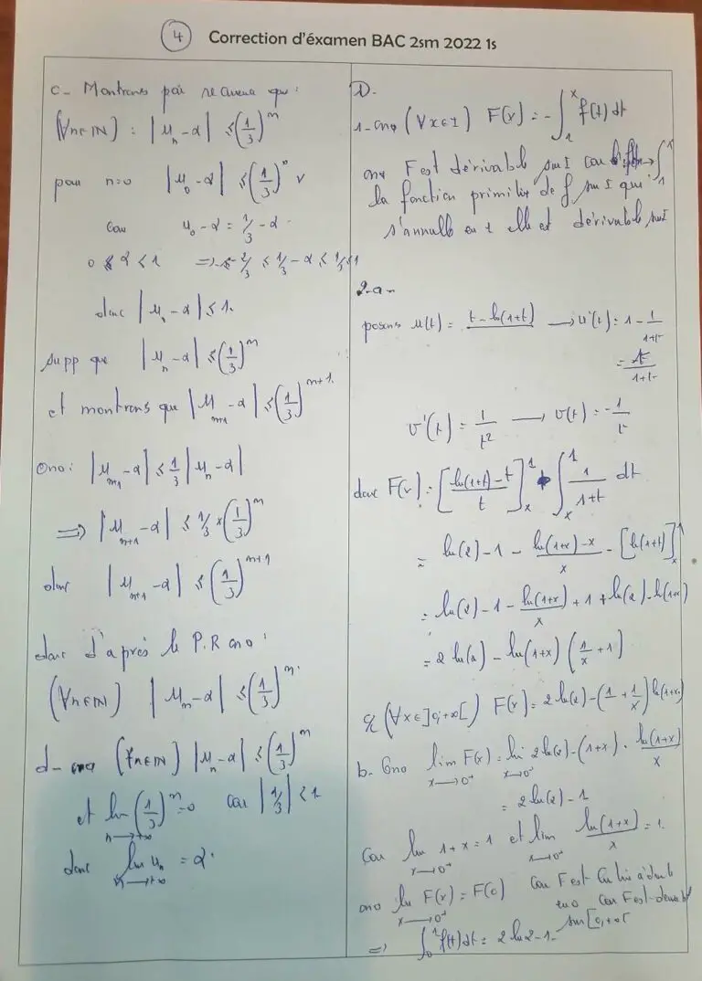 Examen National 2022 Math Bac 2 Science Math Normale Avec Correction