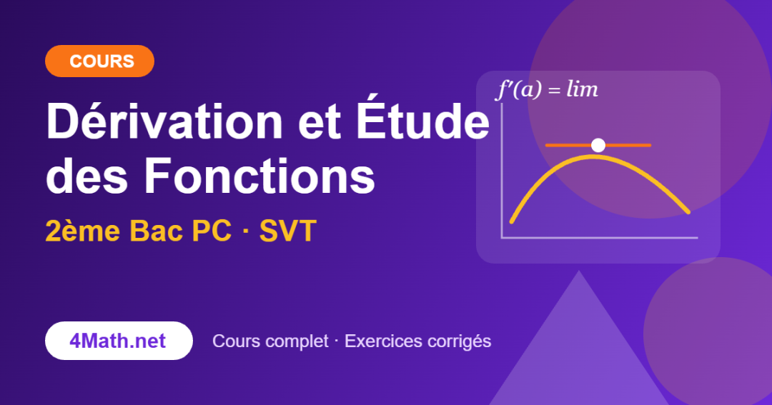 Cours dérivation et étude des fonctions 2ème Bac PC