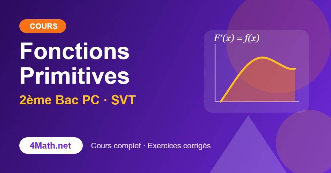 Cours fonctions primitives 2ème Bac PC-SVT