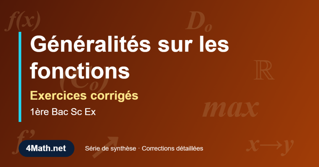 Exercices corrigés Généralités sur les fonctions 1ère Bac Sc Ex