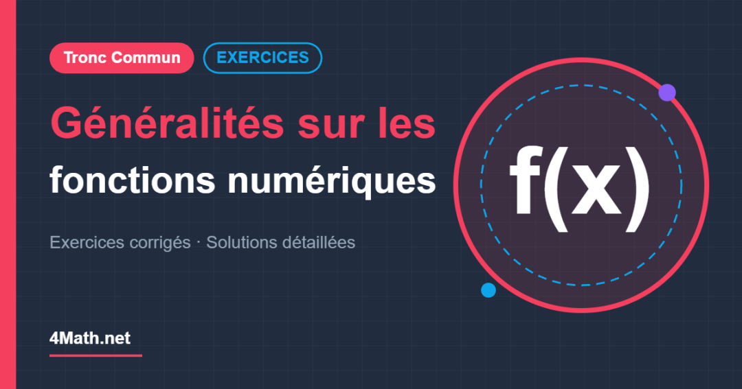 Généralités sur les fonctions numériques - Tronc Commun exercices corrigés
