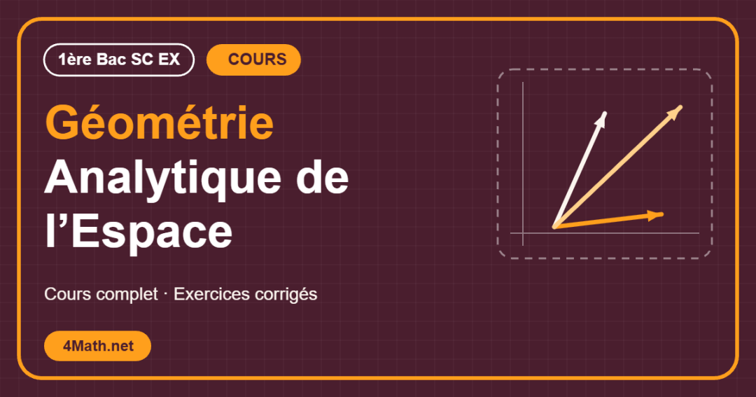 Cours Géométrie Analytique de l’Espace 1ère Bac Sc Ex