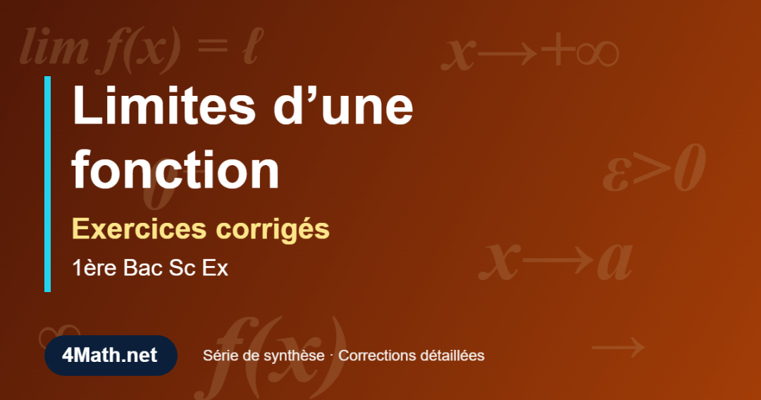 Exercices corrigés Limites d’une fonction 1ère Bac Sc Ex