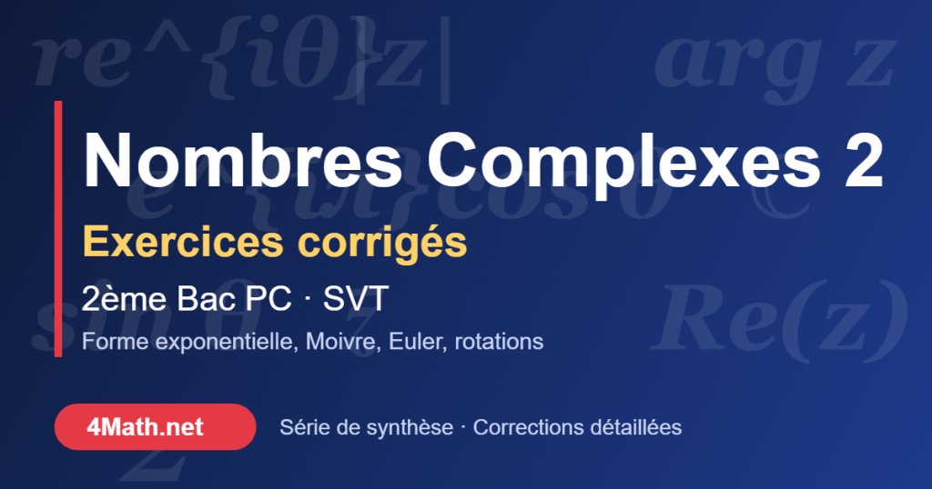 Nombres complexes 2 exercices corrigés 2ème Bac PC-SVT
