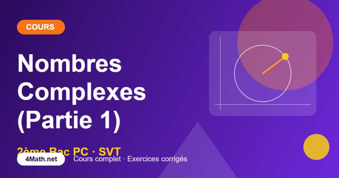 Cours nombres complexes partie 1 – 2ème Bac PC-SVT