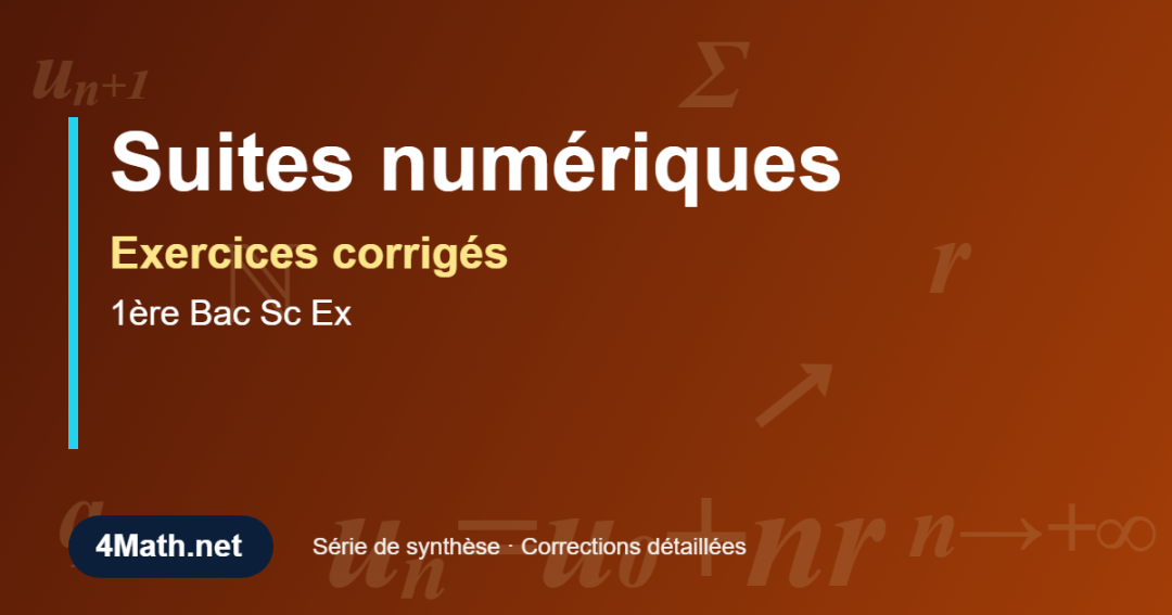Exercices corrigés Suites numériques 1ère Bac Sc Ex